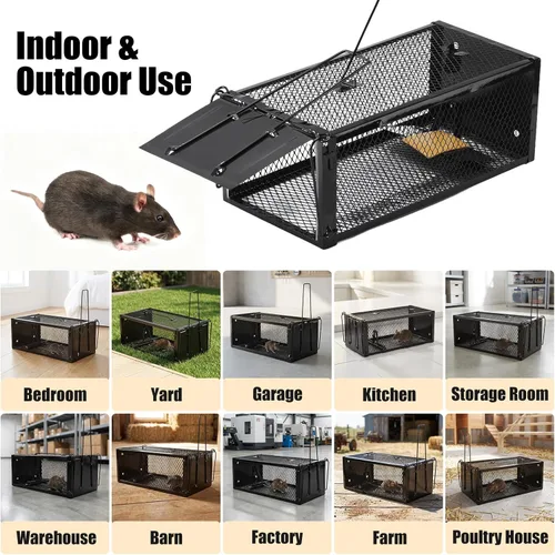 Miniatura 6 de Paquete de 2 trampas humanas para ratas de 12.5 x 5.5 x 4.5 pulgadas, trampas reutilizables para uso en interiores y exteriores, captura en vivo sin