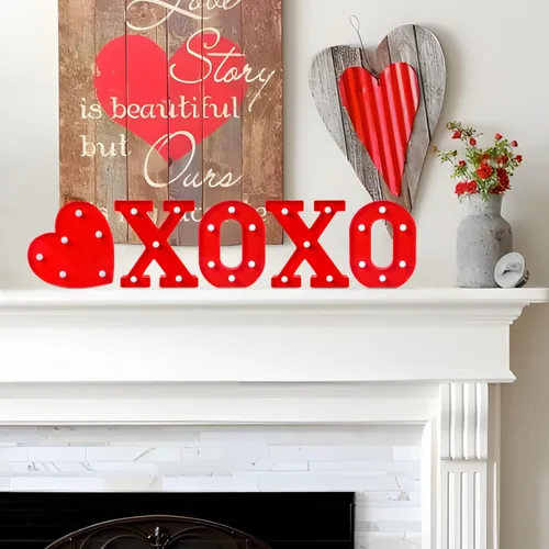Miniatura 3 de EDYCON Letrero con luces para el día de San Valentín, decoración de mesa, letras con luz LED, funciona con pilas, para decoración del hogar, fiesta