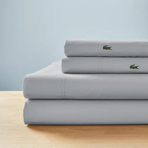 Miniatura 6 de Lacoste - Juego de sábanas de percal 100% algodón de 3 piezas – Ropa de cama ligera y ultrasuave con bolsillos profundos, resistente a las arrugas