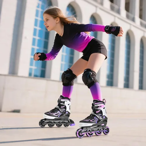 Miniatura 8 de 2PM SPORTS Vinal - Patines en línea ajustables intermitentes para niñas, todas las ruedas se iluminan, divertidos patines iluminadores para niños