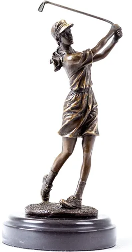 Miniatura 10 de Escultura de golfista Estatua de bronce Estatua de golf Escultura Golfista Decoración Artes Regalos Centro de mesa Estatua del hogar Chica golfista