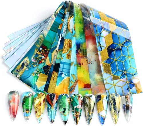 Miniatura 9 de Calcomanías de transferencia de papel de uñas de Navidad, 10 hojas de calcomanías de arte de uñas de Navidad, calcomanías de invierno, Papá Noel