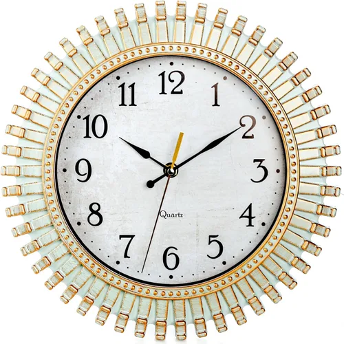 Noamus Reloj de Pared Retro de 12", Reloj Redondo Silencioso Sin Tic-Tac, Reloj de Cuarzo Aqua Operado por Batería, Relojes Vintage de Plástico para