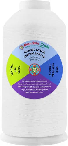Miniatura 185 de Mandala Crafts - Hilo de nailon para coser cuero, tapicería, mezclilla y para trenzar el pelo; resistente, 1500 yardas, tamaño 69 T70 Marrón