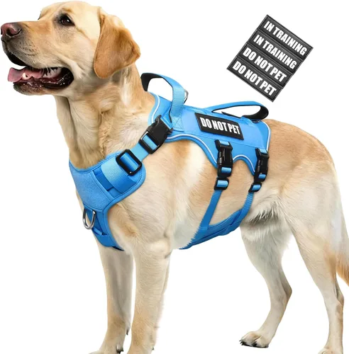 Miniatura 11 de WINSEE - Arnés para perro a prueba de fugas, arnés Molle de servicio y trabajo con doble asa, chaleco táctico para mascotas con 4 parches