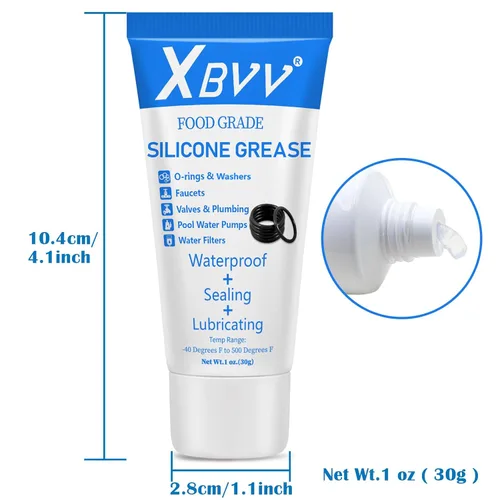 Miniatura 2 de XBVV Grasa lubricante de silicona de grado alimenticio para juntas tóricas de grifo impermeable y filtro de piscina, paquete de 3 tubos de 1 onza