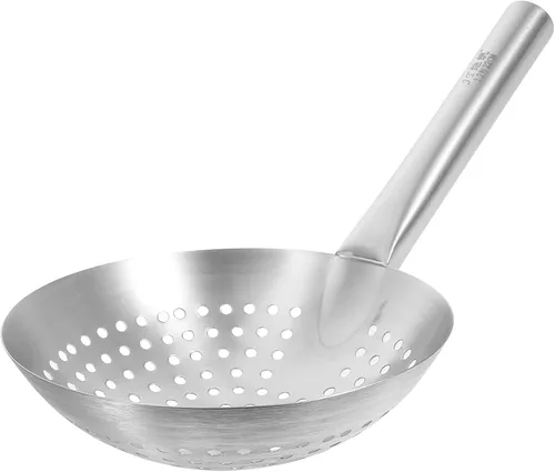 Yardwe Cuchara coladora de acero inoxidable gruesa de 16.14 pulgadas con filtro de malla fina, accesorio de cocina multifuncional para filtrar