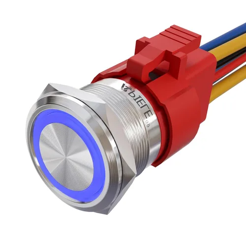 Miniatura 11 de APIELE Interruptor de botón momentáneo de 10 A, 22 mm, LED ojo de ángel, impermeable, redondo, autorresetable, 7/8'', 1NO 1NC
