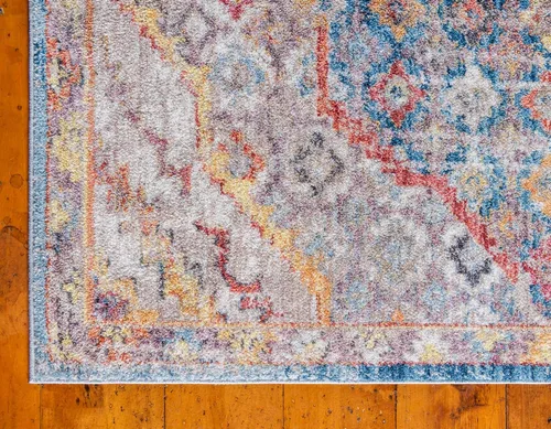 Miniatura 8 de Unique Loom Brighton Collection - Alfombra vibrante con estampado tradicional, medallón, azul/beige, rectangular de 2 pies 2 pulgadas x 3 pies 1