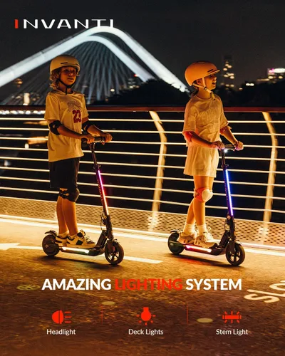 Miniatura 5 de INVANTI KS03 Scooter eléctrico para niños de 8 años en adelante, motor de pico de 350 W, máximo 12 mph y 10 millas, rueda sólida de 7 pulgadas, Rosa