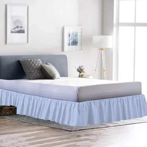 Miniatura 10 de 100% algodón 600 hilos 1 pieza falda de cama con volantes de polvo de 12 pulgadas con plataforma, estilo recogido (tamaño Queen, rosa)