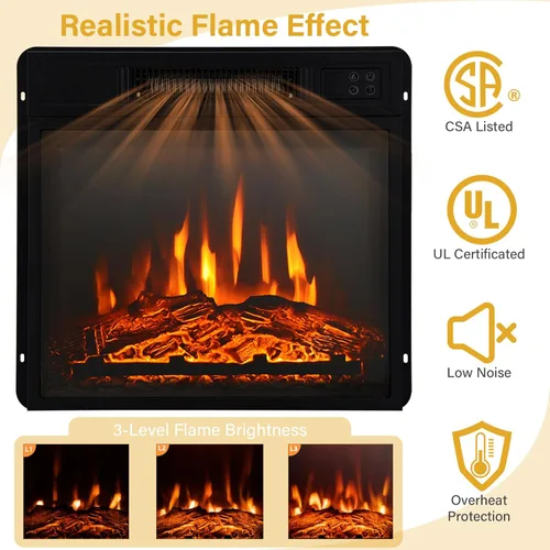 Miniatura 5 de COSTWAY Chimenea eléctrica de 32 pulgadas con repisa, calentador independiente ajustable de 1400 W con control remoto, diseño de termostato