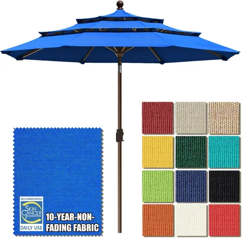 Miniatura 84 de EliteShade USA Sombrilla de Mercado de 10 Años Sin Decoloración de 9 Pies 3 Niveles Sombrilla de Patio Sombrilla de Mesa para Exteriores con Beige