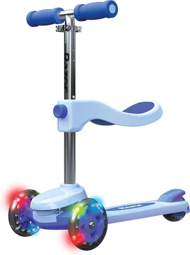 Razor Rollie, Scooter de 3 ruedas para niños más pequeños, opciones de conducción sentada y de pie, ruedas iluminadas