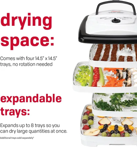 Miniatura 3 de Nesco/American Harvest FD-80 Máquina para deshidratar alimentos, con forma cuadrada., Blanco