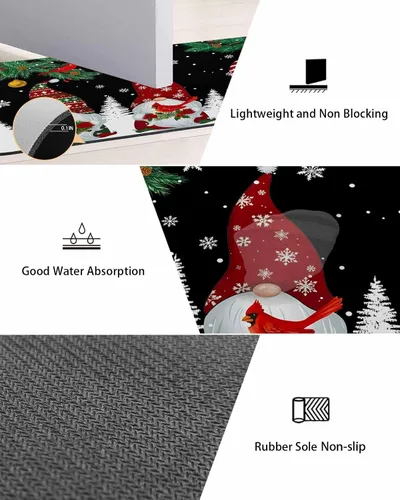 Miniatura 3 de Tapete de baño de Navidad para bañera, antideslizante, de secado rápido y absorbente, tierra de diatomeas, fregadero, dormitorio, cocina, lavable