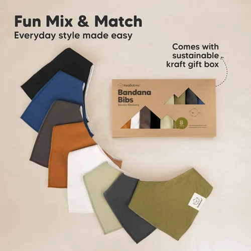 Miniatura 9 de KeaBabies Paquete de 8 baberos orgánicos tipo bandana para bebés para niños y niñas, baberos triangulares súper absorbentes para babear y dentición
