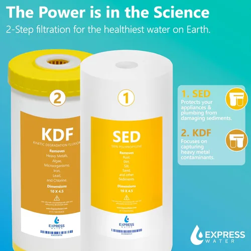 Miniatura 4 de Express Water - Sistema de filtro de agua para toda la casa - Sistema de filtración de agua de 2 etapas - Filtros de sedimentos y KDF - Reduce
