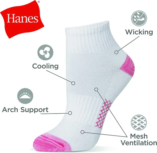 Miniatura 4 de Hanes Calcetines de tobillo ligeros y transpirables para mujer, paquete con 6 pares