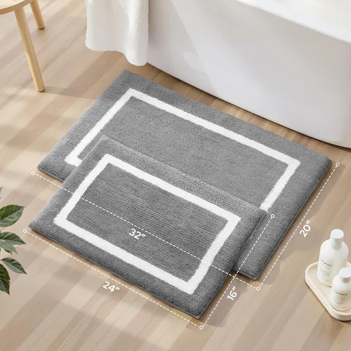 Miniatura 7 de HOMEIDEAS - Juego de alfombras para baño (2 piezas), de microfibra súper suave y absorbente, con borlas, antideslizantes y lavables a máquina
