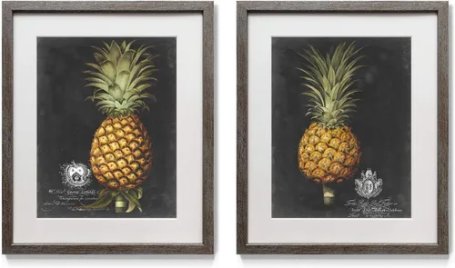 Miniatura 13 de Arte floral para pared, marco rústico de plata envejecida, juego de decoración de pared de 2 piezas: plumeria, caléndula, flores silvestres, Black