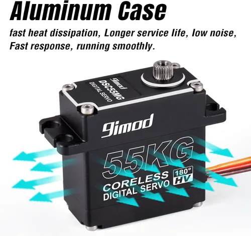 Miniatura 3 de Servo de alto par de 121.3 lbs de alta velocidad HV 8.4V sin núcleo servo motores de dirección RC engranaje de acero inoxidable de bajo perfil
