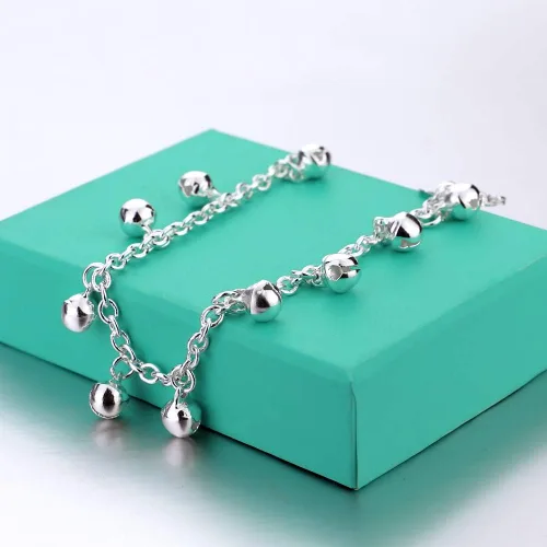 Miniatura 7 de H&Beautimer Tobillera de plata de moda con linda cadena de pie de campana para mujer, pulsera de tobillo de playa con cierre de langosta ajustable