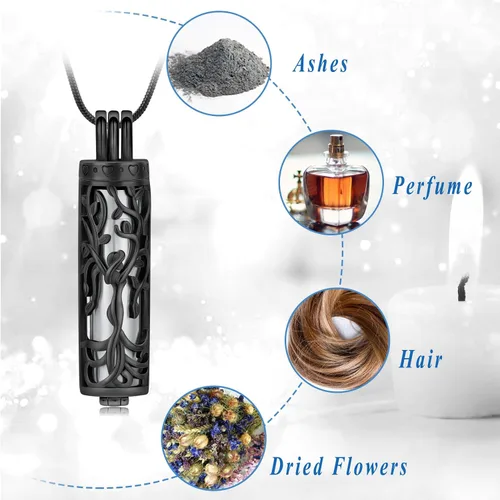 Miniatura 3 de Urn Necklace for Ashes with Hollow Vial Cylinder Cremation Jewelry for Ashes Tree of Life Memorial Jewelry Gifts for Women Ashes Necklace Lockets