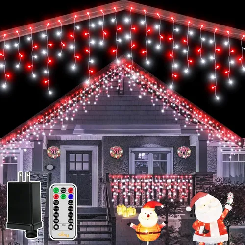 Miniatura 9 de Ollny Luces de carámbano de 504 LED/41 pies, blancas cálidas y frías, con control remoto, 8 modos, temporizadores, impermeables, colgantes