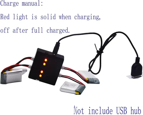 Miniatura 5 de Blomiky Paquete de 4 3.7 V 250 mAh 0.925 Wh MX2.0 Enchufe Recareable Li-po Batería y Caja de Tablero Adecuado para Algunos Pequeños Aviones RC