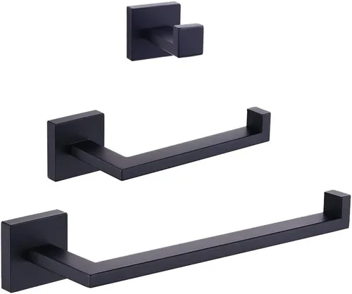 GERZWY Juego de accesorios de baño SUS304 de acero inoxidable para ducha de baño de 3 piezas (gancho para bata, soporte para papel higiénico, barra