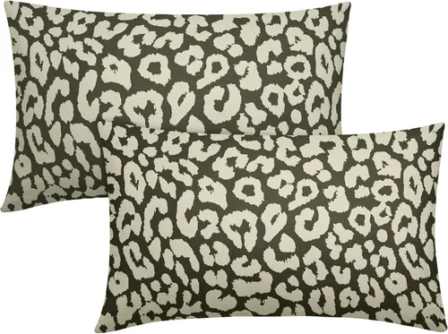 Juego de 2 fundas de almohada con estampado de leopardo verde oliva de 12 x 20 pulgadas, decoración de habitación preparada, diseño de guepardo,