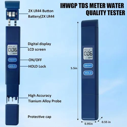 Miniatura 3 de TDS Medidor digital de agua, probador de calidad del agua, probador de agua para agua potable, preciso y fiable, 0-9990 PPM, ideal para el hogar