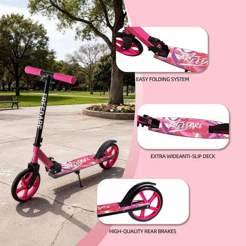 Miniatura 4 de FREEDARE Kick Scooter for Kids & Adults Ages 8+, Foldable Teen Scooter with 2 Big 8-inch Wheels and 4-Level Adjustable Handlebar, Max Load 220 LBS