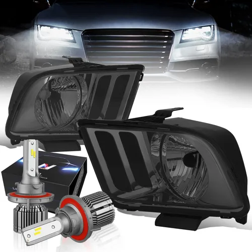 Miniatura 12 de DNA MOTORING HL-OH-FM05-BK-CL1-CFS-H13 - Faros delanteros con carcasa negra de repuesto compatibles con Ford Mustang 05-09, par de bombillas LED