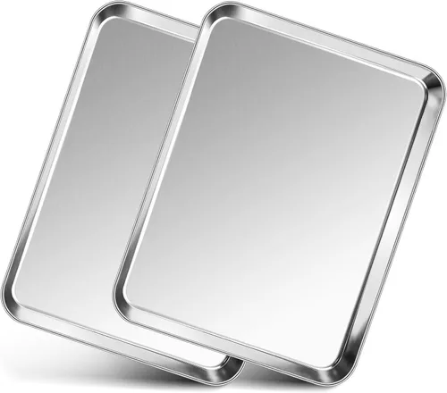 Miniatura 17 de P&P CHEF Bandeja para hornear galletas de 9 pulgadas, bandeja de acero inoxidable para cocina, utensilios para horno para múltiples usos, aspecto