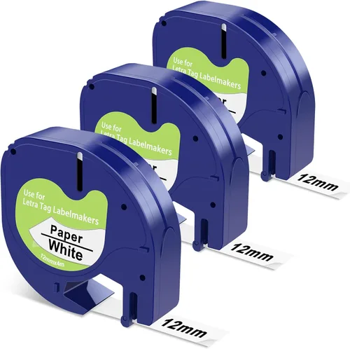 Miniatura 9 de Compatible con Dymo Letratag Recambios LT100T, cinta blanca de plástico 91331, 0.472 in x 13.1 ft (1/2 pulgada x 13 pies), repuesto para repuestos