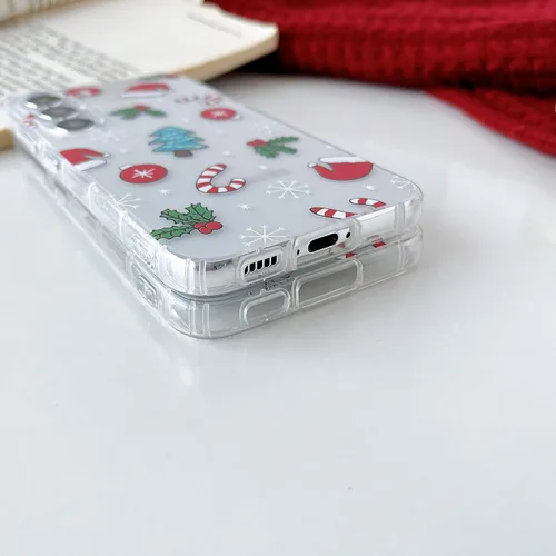 Miniatura 2 de RALEAVO Funda de Navidad transparente para Samsung Galaxy S22 Plus, bonita funda de vacaciones de invierno para mujeres, niñas y niños con sombreros
