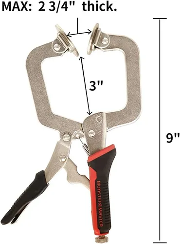 Miniatura 2 de Monster & Master Paquete de 2 alicates de bloqueo de abrazadera en C de 9 pulgadas con almohadillas giratorias, MM-CP-002x2