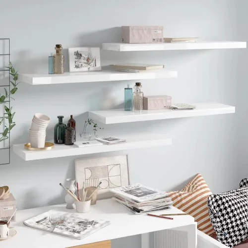 Miniatura 26 de Estantes flotantes de pared, juego de 4 estantes decorativos para montar en la pared, estante colgante con soportes invisibles para decoración