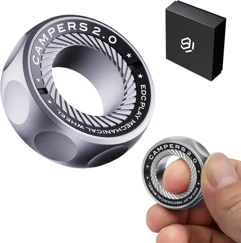 Miniatura 8 de Fidget Spinner para alivio del estrés – Anillo magnético fidget DIY con sonidos atractivos, juguetes de acero inoxidable EDC para adultos y Negro