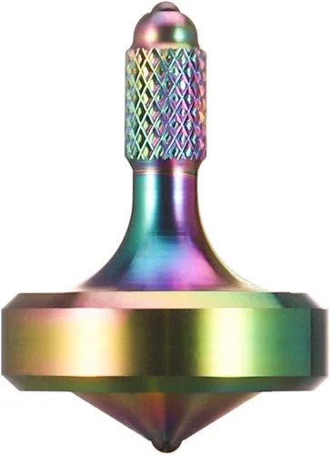 Miniatura 7 de Exquisita parte superior giratoria de metal, juguete para ansiedad de acero inoxidable muy bien mecanizado, equilibrio perfecto durante más de 9