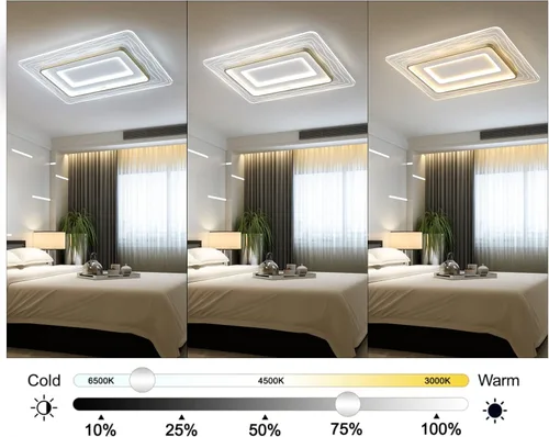 Miniatura 4 de Lámpara de techo empotrada moderna de 72 W LED regulable lámpara de techo rectangular con control remoto cerca de la lámpara de techo