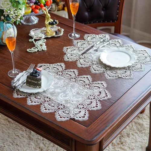 Miniatura 13 de ARTABLE Manteles de encaje redondos con doily, manteles de encaje, doily bordado con flor, tapete para tazas y jarrones para decoración de mesa