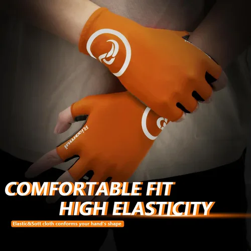 Miniatura 8 de Guantes de ciclismo para hombres y mujeres, guantes de ciclismo sin dedos, antideslizantes, 0.197 in, acolchados, absorben los golpes, transpirables