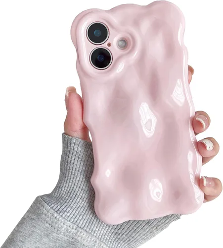 Miniatura 83 de XIZYO Funda para iPhone 13 de 6.1 pulgadas, bonito patrón de ondas, estético, 3D, rizado, ondulado, chapado en purpurina, para mujeres y niñas, Azul