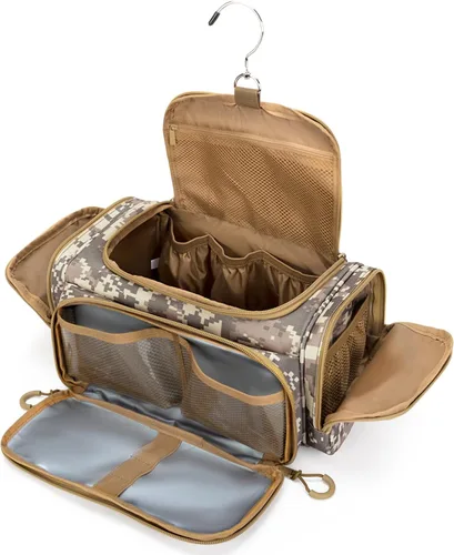 Miniatura 10 de Neceser táctico para hombres, bolsa de higiene colgante, kit organizador de viaje para afeitarse, artículos esenciales de ducha y artículos de aseo