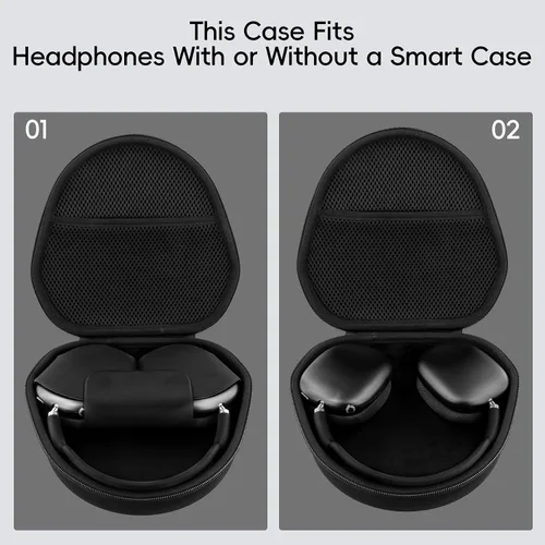 Miniatura 7 de khanka Estuche rígido de transporte para auriculares inalámbricos sobre la oreja de Apple AirPods Max 2/Apple AirPods Max, funda negra