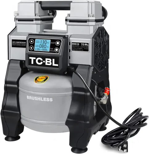 Miniatura 11 de TC·BL Compresor de aire portátil, 110V, silencioso, pequeño, ligero y sin aceite con tanque de aluminio de 5L