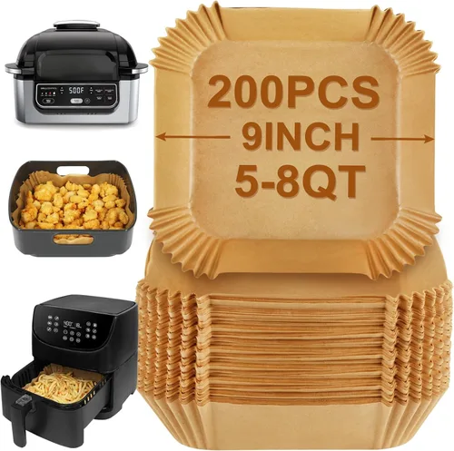 Miniatura 10 de BYKITCHEN Forros pequeños para freidora de aire de 1 a 3 cuartos de galón, hoja de papel pergamino mini freidora de aire de 5.5 pulgadas, compatible